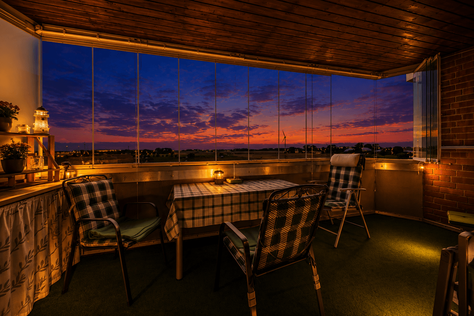 Balkon Abendvisualisierung