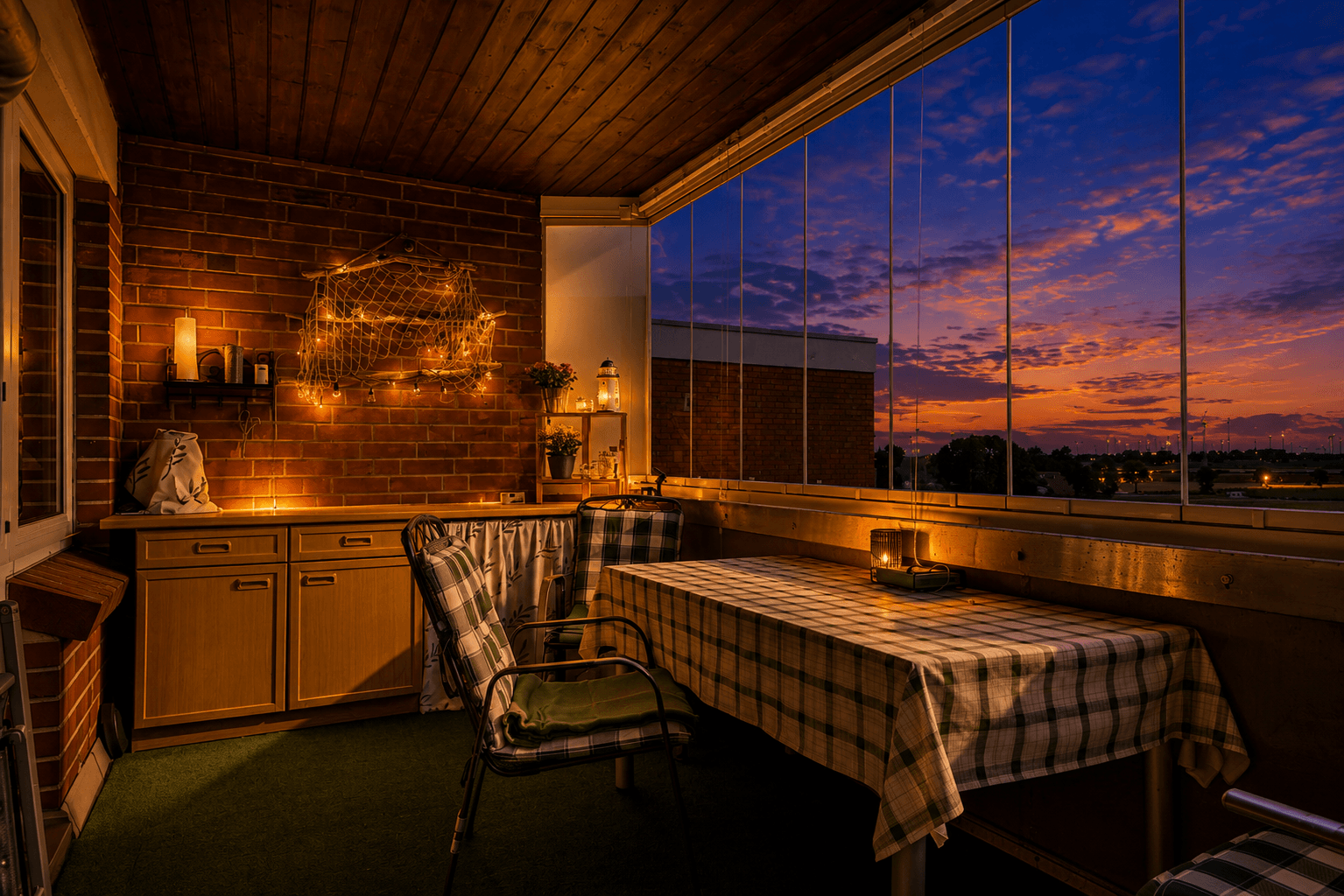 Balkon Abendvisualisierung