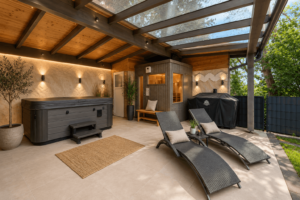 Terrasse mit Whirlpool - KI-generiert